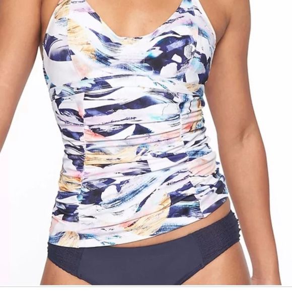 Athleta Vivid Smocked Tankini Top 32D/DD - Picture 2 of 8